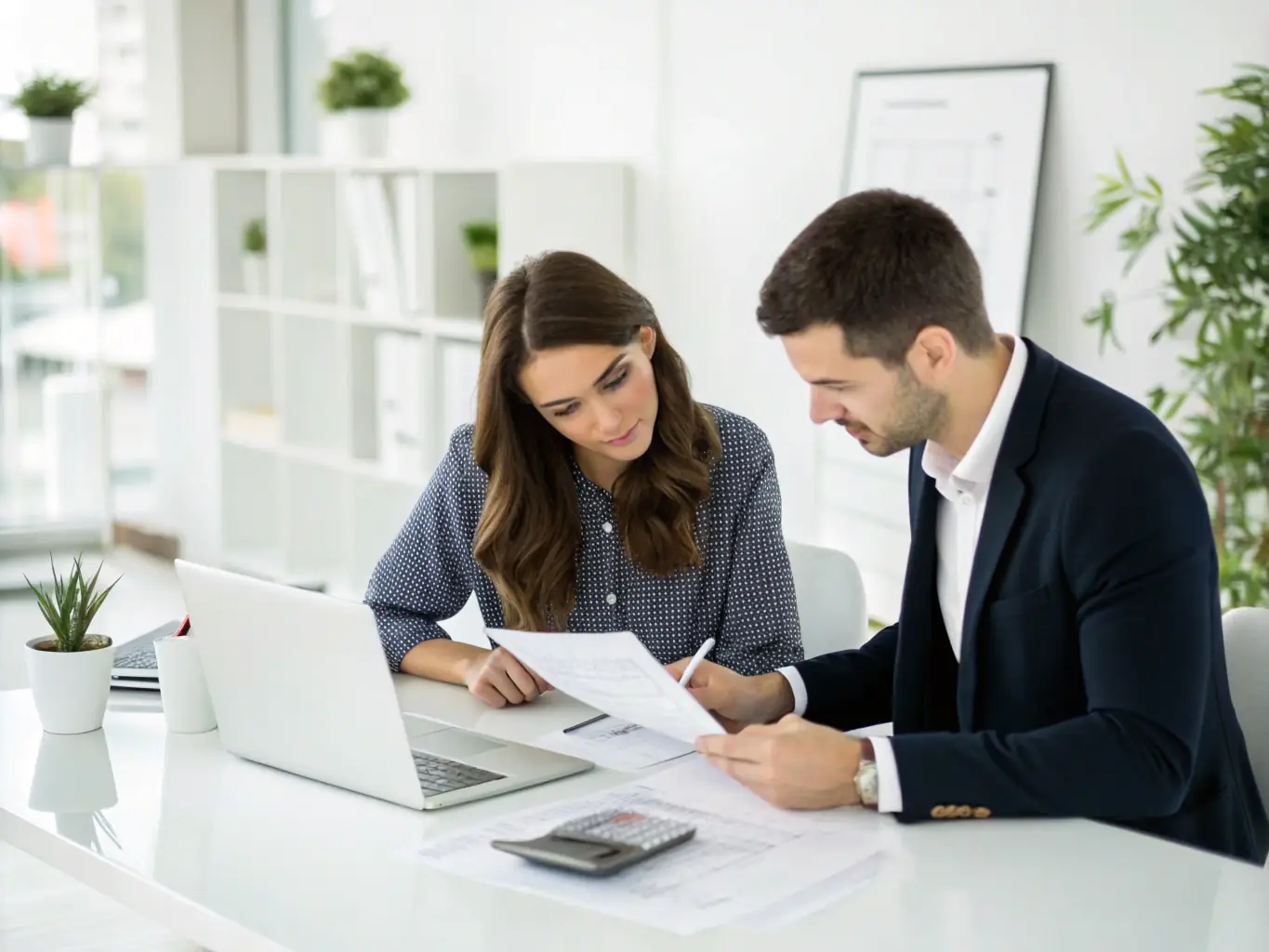 A professional loan signing agent carefully reviews a stack of loan documents, ensuring accuracy and completeness before the signing appointment.